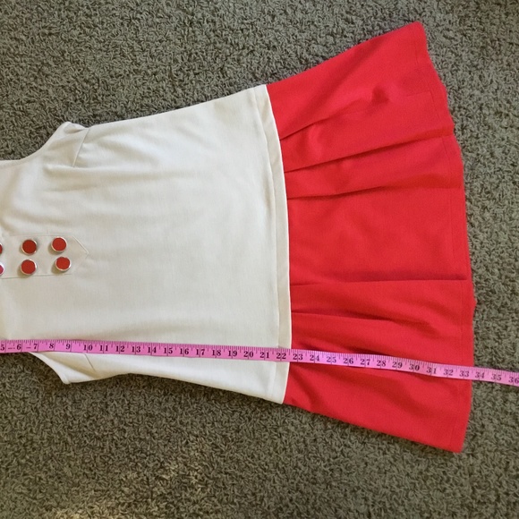 Vintage Women’s Sleeveless Orange & Beige Mod Drop-Waist Dress, Y2K does 1960’s - Picture 9 of 10